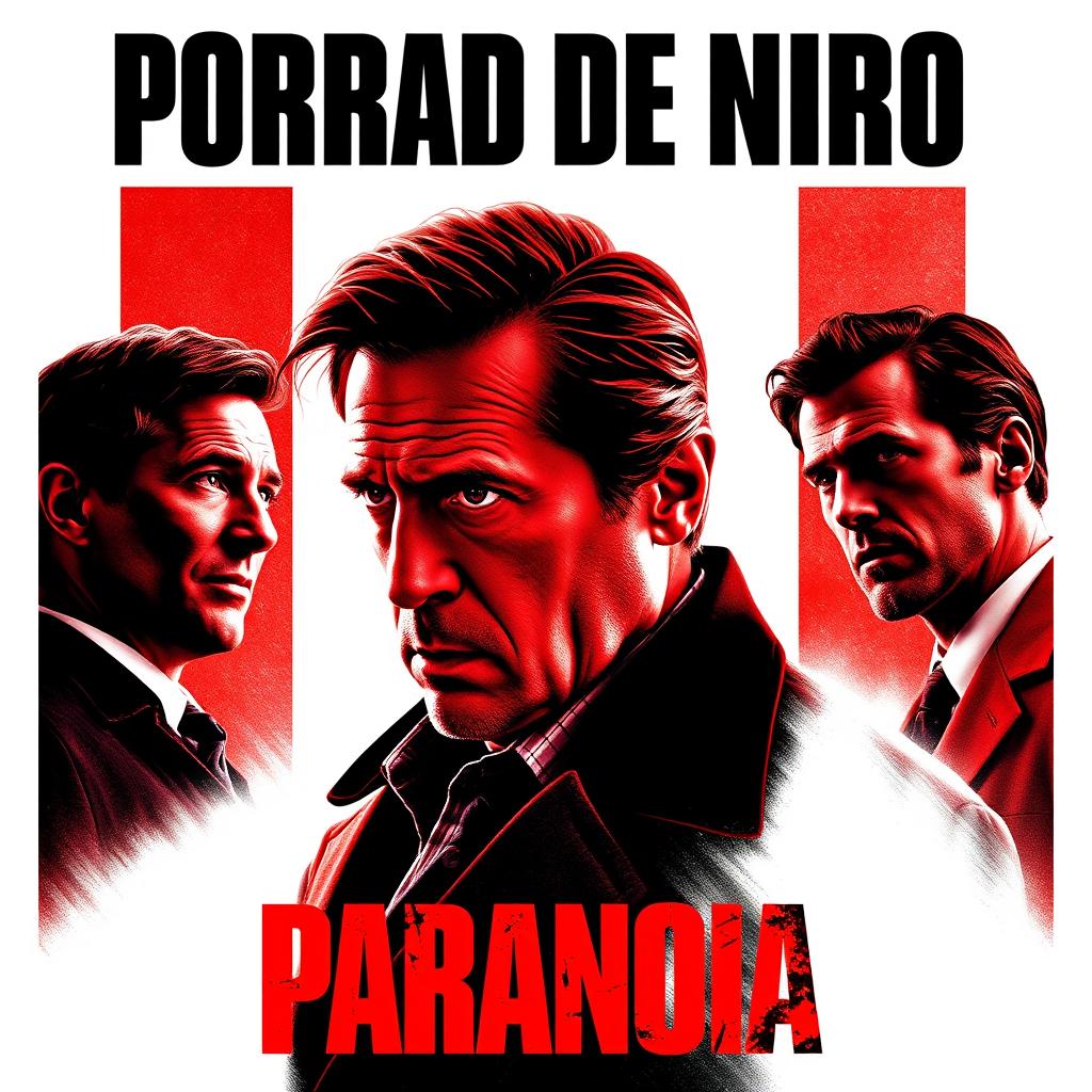 A compelling movie poster titled 'Paranoia', featuring Robert De Niro as the prominent actor in the center, exuding an intense and captivating presence