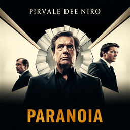 A captivating movie poster titled 'Paranoia', featuring Robert De Niro as the central figure, radiating confidence and depth