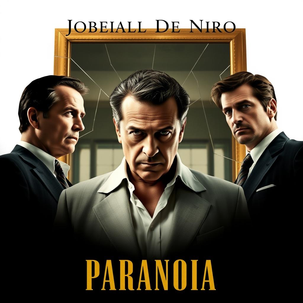 A captivating movie poster titled 'Paranoia', featuring Robert De Niro as the central figure, radiating confidence and depth