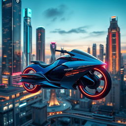 A futuristic concept of a hover bike that is completely wheel and tire-less, designed in the style of an iconic speeder bike