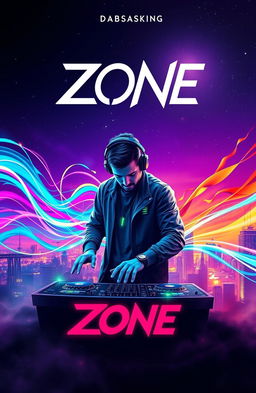 A vibrant album cover art for a music album titled 'Zone' by the musician Dabsking