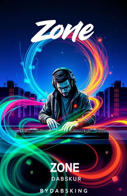 A vibrant album cover art for a music album titled 'Zone' by the musician Dabsking