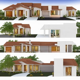 Generate multiple unique elevations and interior designs based on provided house plan