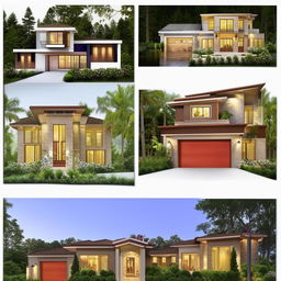 Generate multiple unique elevations and interior designs based on provided house plan