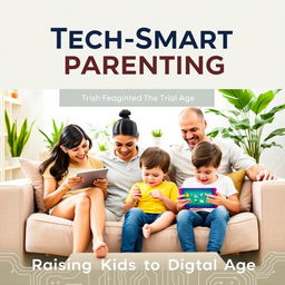 An inviting ebook cover design for 'Tech-Smart Parenting: Raising Kids in the Digital Age'