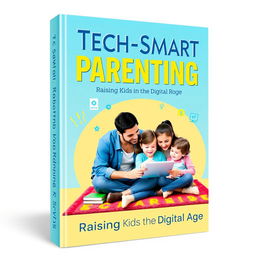 A beautiful and eye-catching ebook cover for 'Tech-Smart Parenting: Raising Kids in the Digital Age'