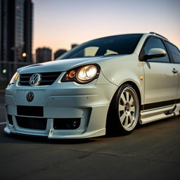 A customized white Volkswagen Polo SD 1