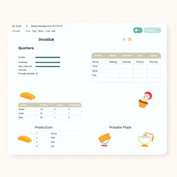 Design a main screen for an Excel program dedicated to bakery management