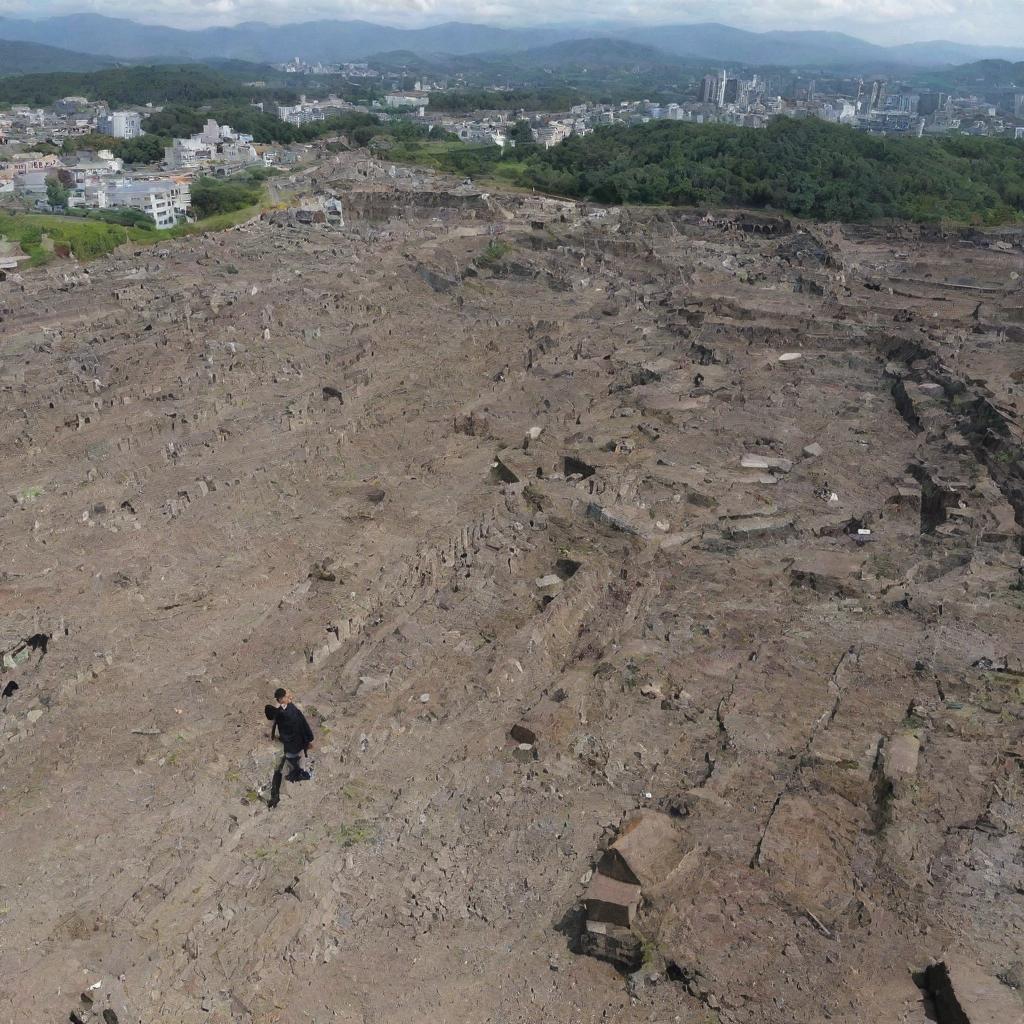 Further update the scene to demonstrate the aftermath of destruction. The Shiganshina district now only showcases the colossal walls standing tall amidst the ruins, a symbol of resilience amidst devastation.