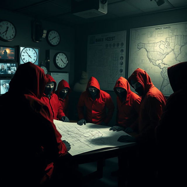 A dramatic scene inspired by the heist theme from 'Money Heist'