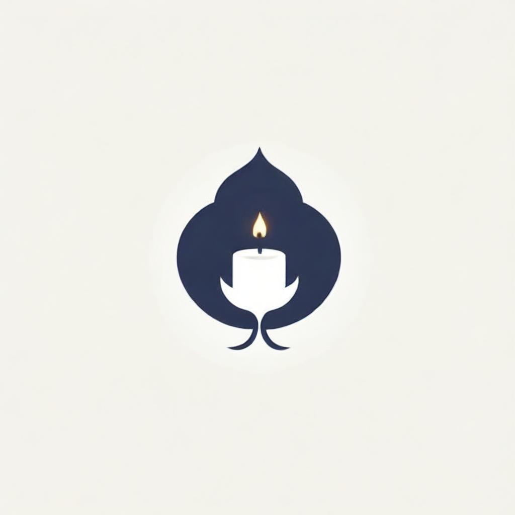 Create a minimalist logo featuring a candle, uniquely shaped like a flower.