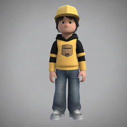 Create a visual representation of an average Roblox player avatar, arrayed in typical gear and a neutral expression