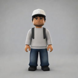 Create a visual representation of an average Roblox player avatar, arrayed in typical gear and a neutral expression