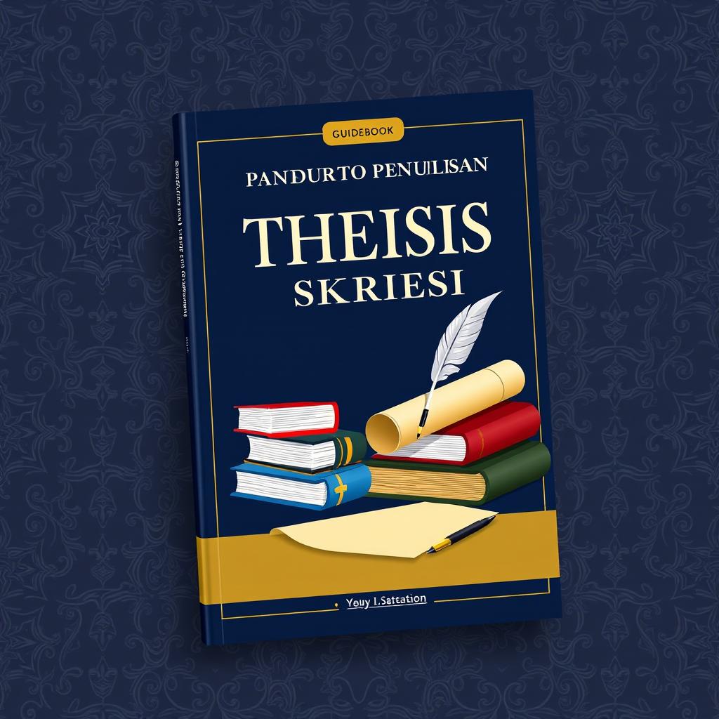 A formal and sophisticated guidebook cover design for thesis writing ('Panduan Penulisan Skripsi')