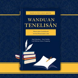 A formal and sophisticated guidebook cover design for thesis writing ('Panduan Penulisan Skripsi')