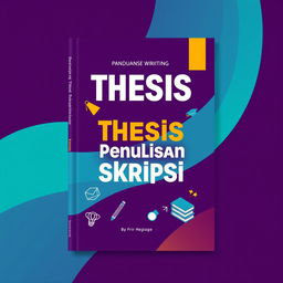 A modern and striking book cover design for a thesis writing guidebook ('Panduan Penulisan Skripsi')