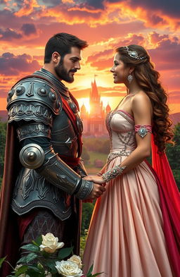 A powerful war leader and a royal princess sharing a tender moment with deep affection