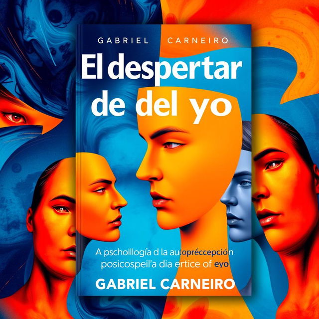 A striking book cover design for ''El despertar del yo: psicología de la autopercepción'' by Gabriel Carneiro, featuring bold typography that highlights the title