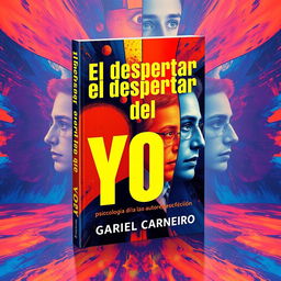 A striking book cover design for ''El despertar del yo: psicología de la autopercepción'' by Gabriel Carneiro, featuring bold typography that highlights the title