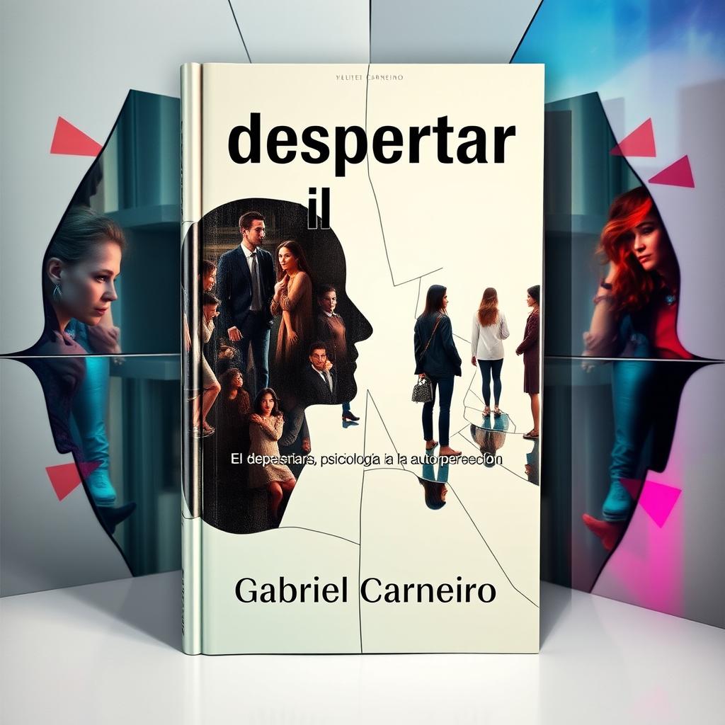 A captivating book cover design featuring the title 'El despertar del yo: psicología de la autopercepción' in bold, modern typography