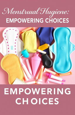 A visually appealing collage of menstrual hygiene products, including colorful sanitary pads, various tampons in an array of shapes and sizes, and a sleek menstrual cup, artistically arranged to showcase their diversity