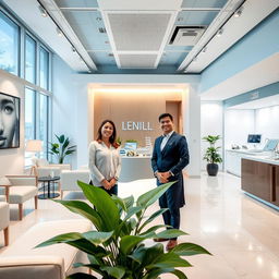 A modern and inviting aesthetic clinic interior, featuring sleek design elements