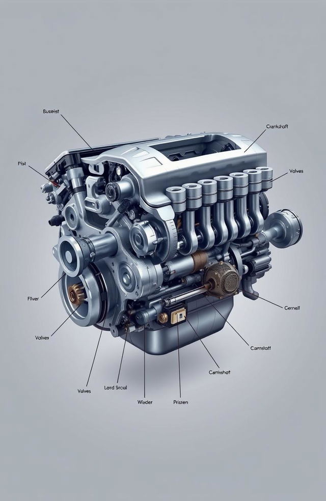 An illustration showcasing the intricate design of a modern automobile engine
