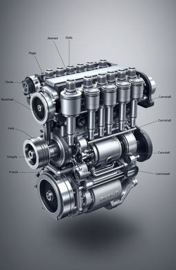An illustration showcasing the intricate design of a modern automobile engine