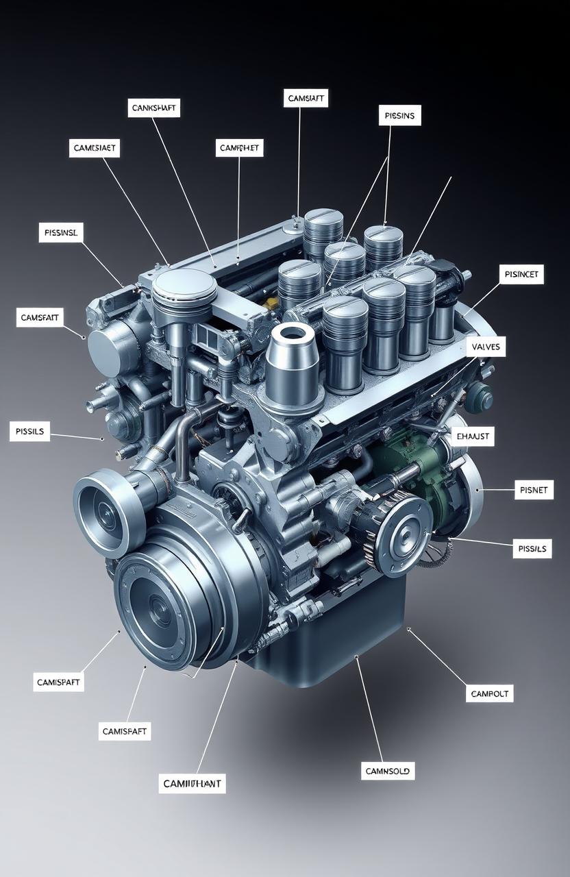 An illustration showcasing the intricate design of a modern automobile engine