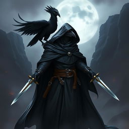 A Kenku character inspired by Dungeons & Dragons, depicted as a humanoid figure with avian features