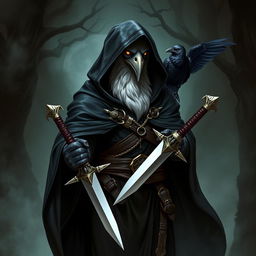 A Dungeons & Dragons-inspired Kenku character, showcasing humanoid avian features