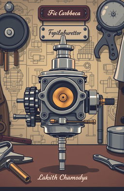 A detailed illustration of a vintage carburetor, specifically highlighting the Topik carburetor model