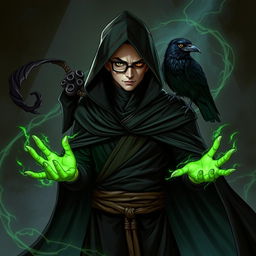 A Kenku character from Dungeons & Dragons depicted as a Monk, featuring a sleek black suit that emphasizes agility and stealth