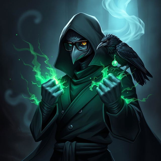 A Dungeons & Dragons-inspired Kenku character depicted as a Monk with humanoid avian features