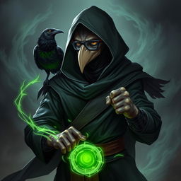 A Dungeons & Dragons-inspired Kenku character depicted as a Monk with humanoid avian features