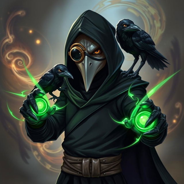 A Dungeons & Dragons-inspired Kenku character depicted as a Black Kenku Monk with humanoid features