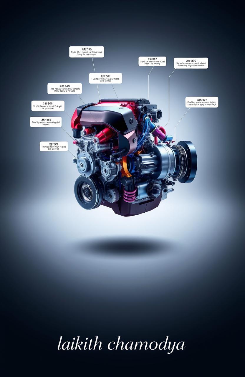 A stunning visual representation of a hybrid engine, showcasing the intricate design and technology involved