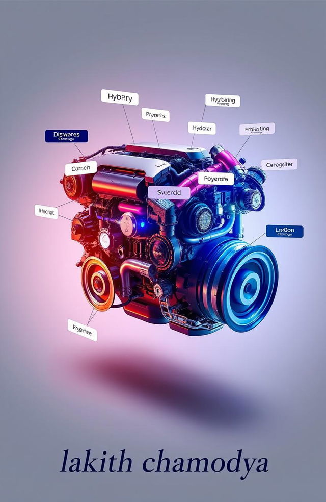 A stunning visual representation of a hybrid engine, showcasing the intricate design and technology involved