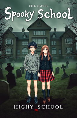 A novel cover featuring a spooky high school built on a graveyard