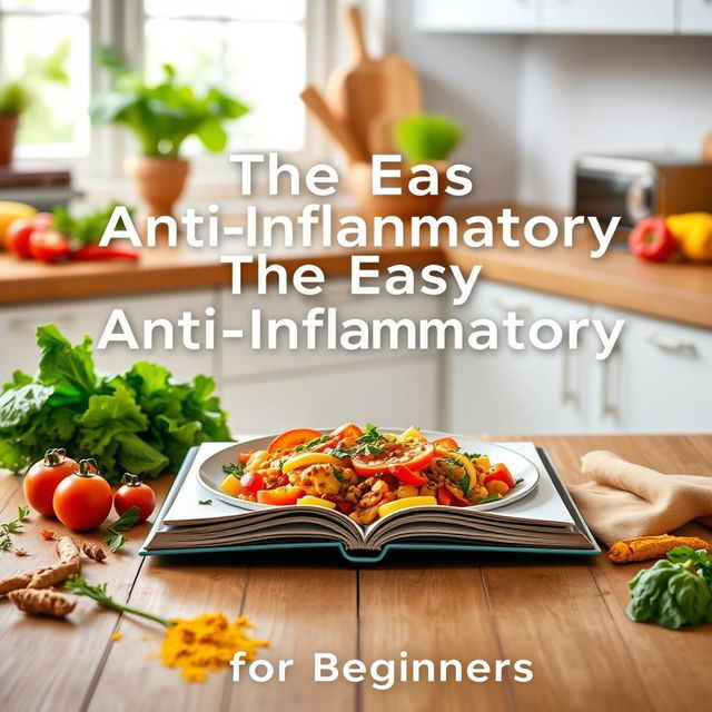 A stylish and inviting book cover design for 'The Easy Anti-Inflammatory Cookbook for Beginners'