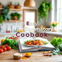A stylish and inviting book cover design for 'The Easy Anti-Inflammatory Cookbook for Beginners'