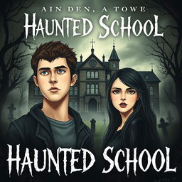 A novel cover featuring a haunted school built over a graveyard