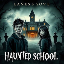A novel cover featuring a haunted school built over a graveyard