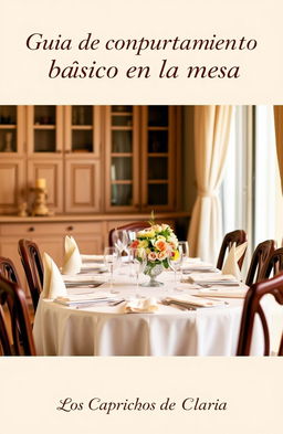 A beautifully set dining table as the main focus on the book cover, featuring tasteful tableware, elegant napkins, and a floral centerpiece