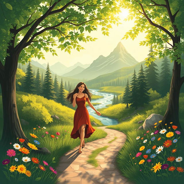 A beautifully illustrated scene capturing the essence of love amidst life's winding paths