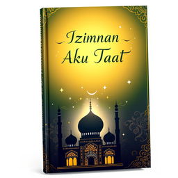 A beautifully designed book cover with an Islamic theme titled "Izinkan Aku Taat"