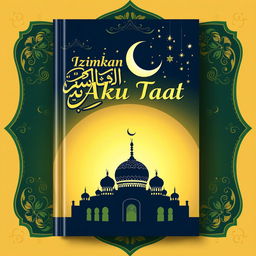 A beautifully designed book cover with an Islamic theme titled "Izinkan Aku Taat"