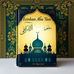 A beautifully designed book cover with an Islamic theme titled "Izinkan Aku Taat"