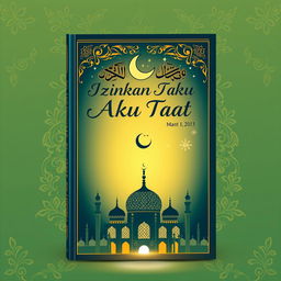 A beautifully designed book cover with an Islamic theme titled "Izinkan Aku Taat"