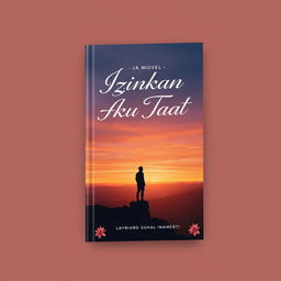 A captivating book cover for a novel titled "Izinkan Aku Taat"